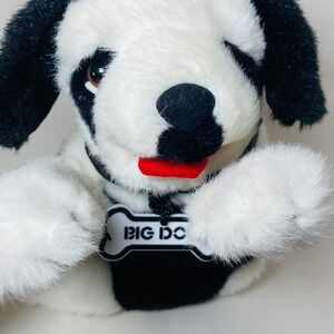 Big Dogs Plush St. Bernard Puppet Black White Stuffed Animal Logo Tag Collar 12"